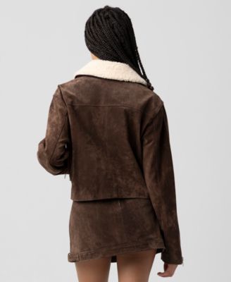 Women's Suede Sherpa Collar Jacket