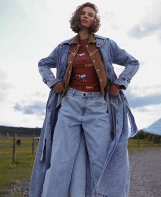 Women's Rolled Cuff Barrel Leg Jeans