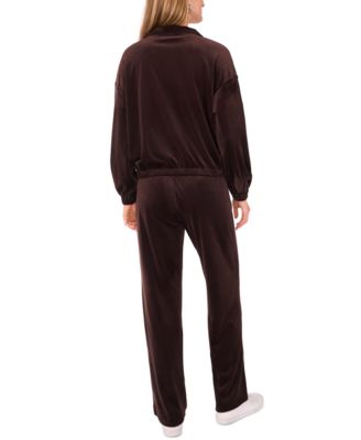 Women's Velour Zip-Front Mock Neck Jacket