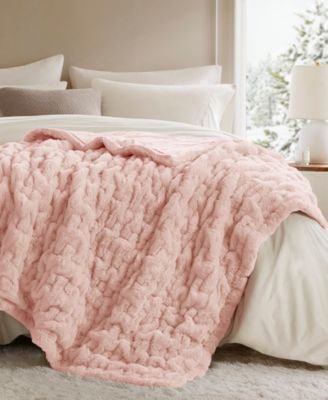 Ruched Reversible Faux-Fur Throw, 50" x 60"