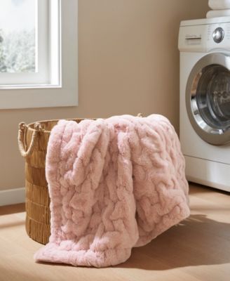 Ruched Reversible Faux-Fur Throw, 50" x 60"