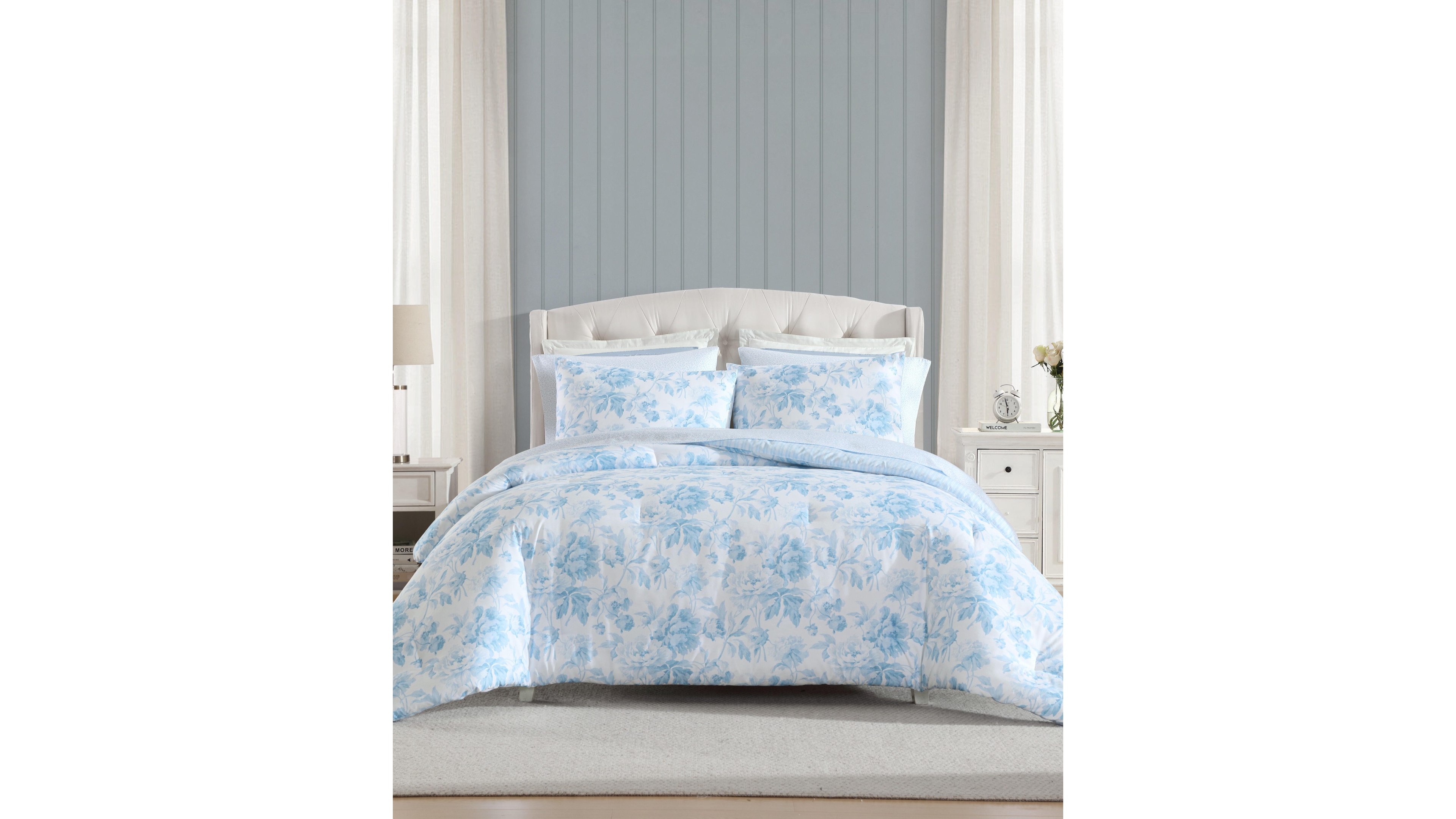 Laura Ashley Anja Textured Toile Washed Microfiber 5-Pc. Comforter Set, Twin