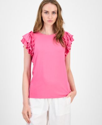 Tommy Hilfiger - Women's Ruffled Cap-Sleeve Knit Top