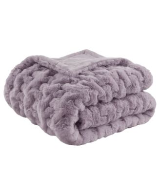 Ruched Reversible Faux-Fur Throw, 50" x 60"