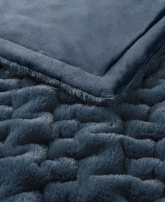 Ruched Reversible Faux-Fur Throw, 50" x 60"