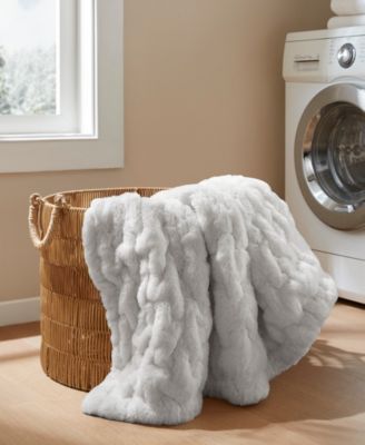 Ruched Reversible Faux-Fur Throw, 50" x 60"