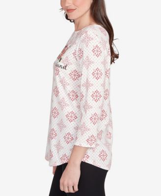 Petite Winter Wonderland Snowflake Knit Top