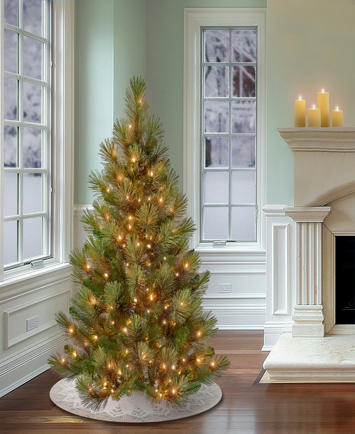 National Tree Company 4.5 Ft. Pre-lit Charleston Pine Hinged Tree In Green