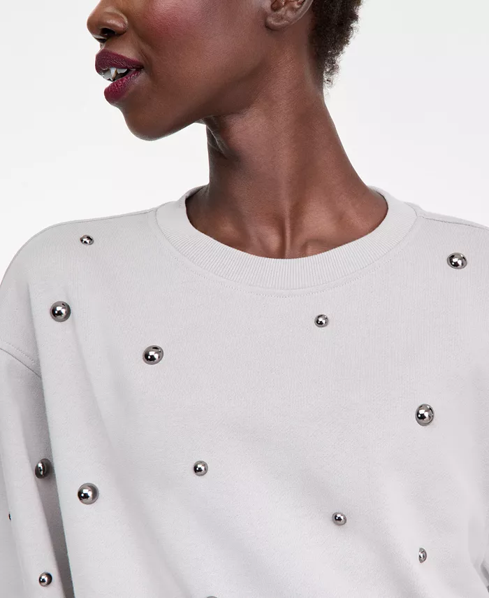 Women's Studded French Terry Sweatshirt - thumbnail 2