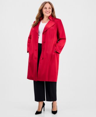 Women's Plus Size Button Front Trench Jacket