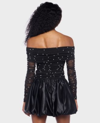 Juniors' Embellished Off-The-Shoulder Top