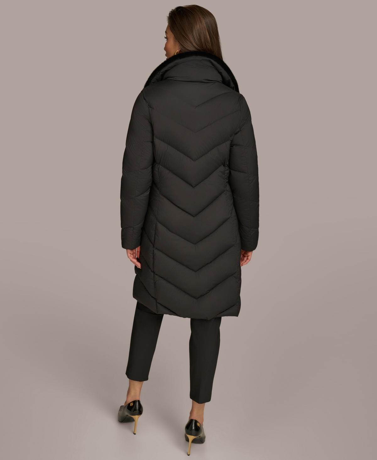 Donna Karan Women's Stretch Zip Closure Coat In Black