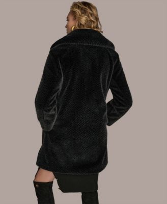 Women's Notched-Collar Faux-Fur Coat
