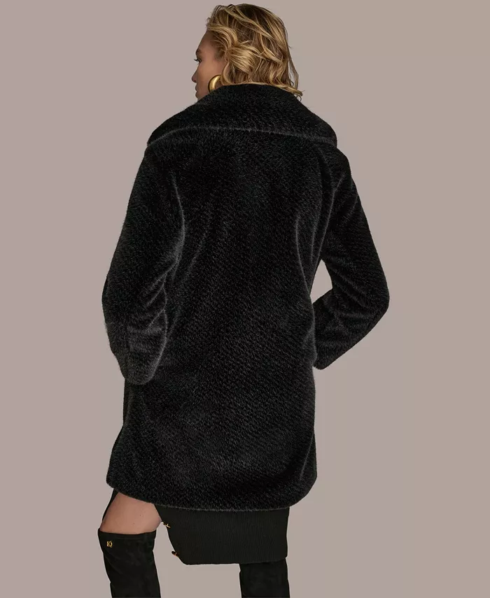 Women's Notched-Collar Faux-Fur Coat - thumbnail 2