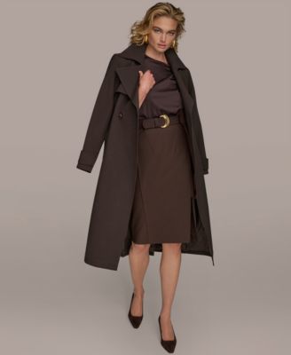 Women's Belted Notched-Collar Trench Coat