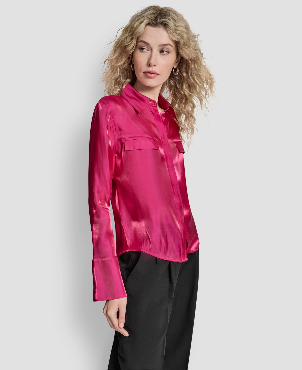 Dkny Women's Printed Long Sleeve Top In Pink