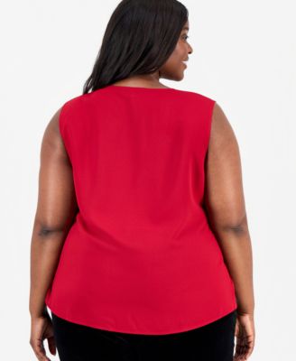 Plus Size Ruffle-Front Sleeveless Top