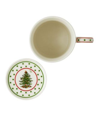 Christmas Tree Polka Dot Mug & Coaster Set