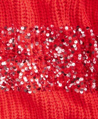 Women's Sequin Stripe Crewneck Sweater, Macy's Exclusive