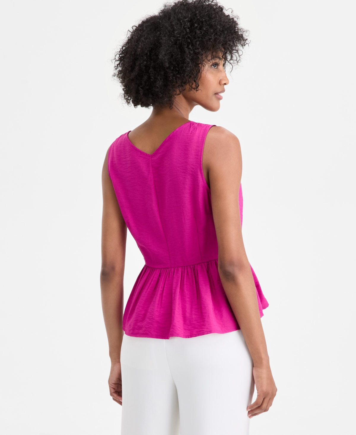 Macy's On 34th Women's Printed Sleeveless Peplum Top,  Exclusive In Pink