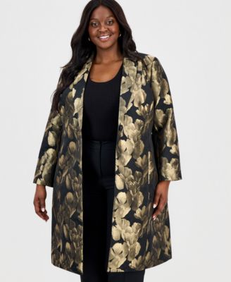 Kasper - Plus Size Floral Jacquard Topper Jacket