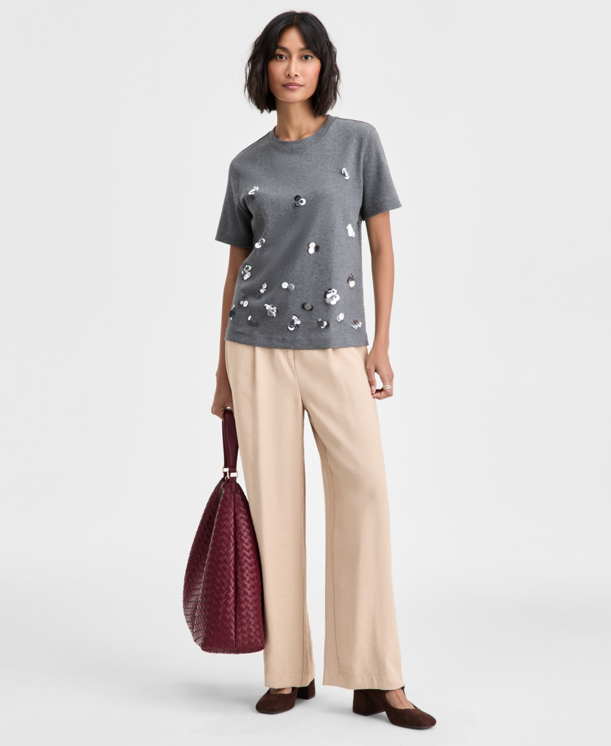 On 34th Women's Scattered Paillette T-Shirt, Macy's Exclusive