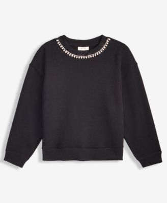 Women's Pearl Embellished Crewneck Sweatshirt, Macy's Exclusive