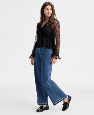 Women's V-Neck Ruffle Lace Top, Macy's Exclusive