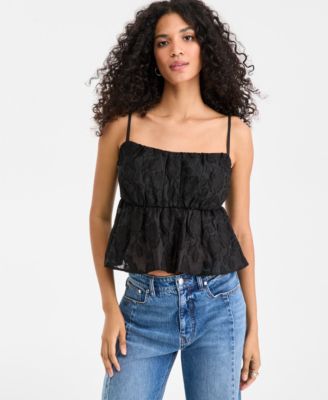On 34th - Women's Floral-Textured Sleeveless Peplum Top