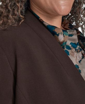 Plus Size Notch-Lapel 3/4-Sleeve Jacket