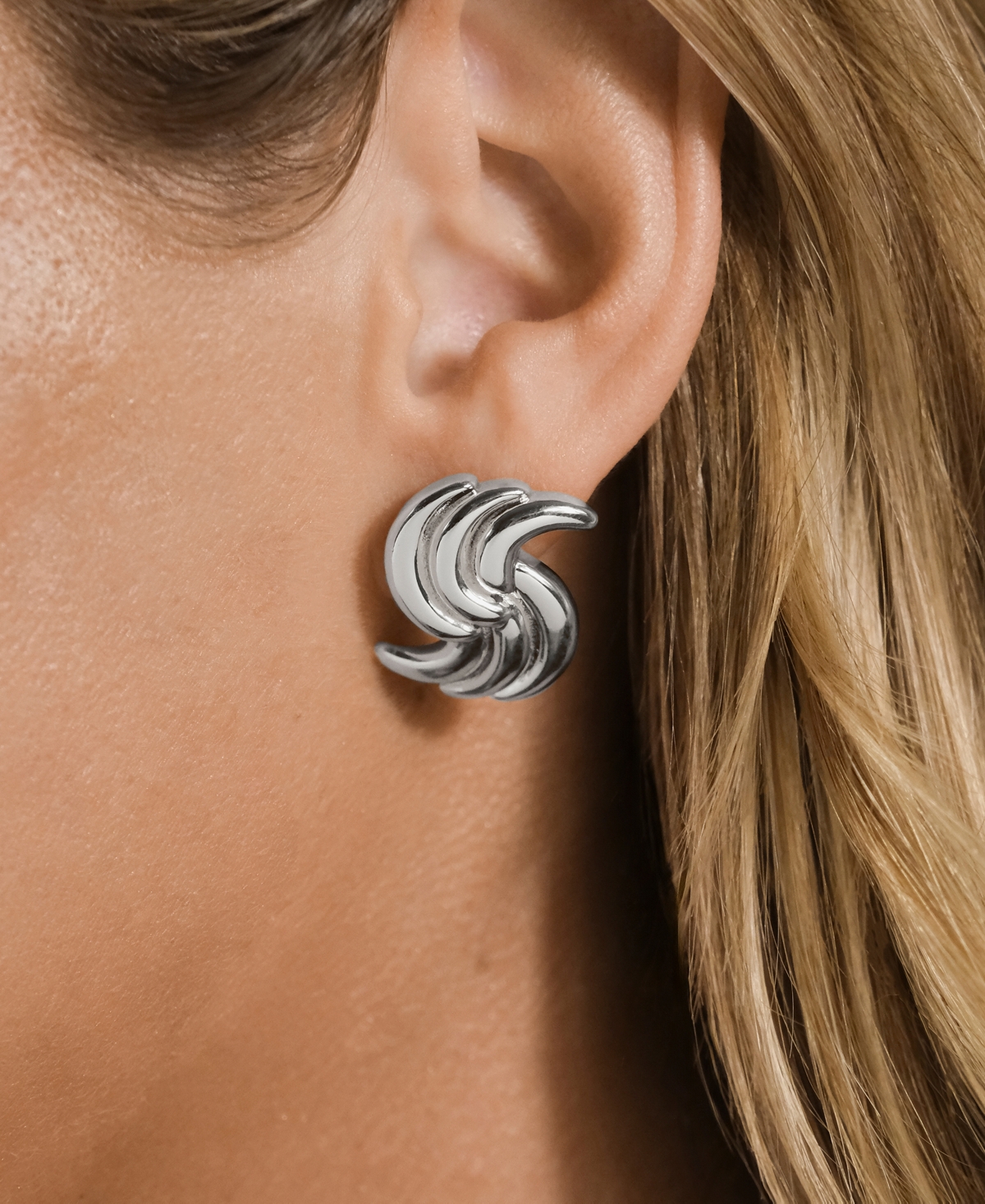 Sterling Forever Leni Twist Statement Stud Earrings In Silver