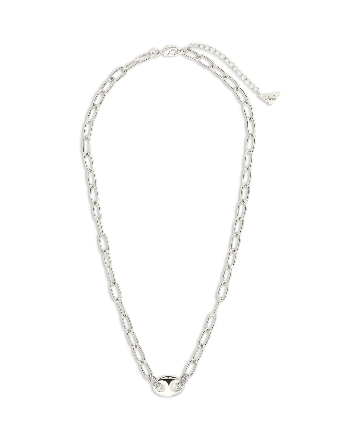 Sterling Forever Bliss Cubic Zirconia Anchor Chain Necklace In Silver