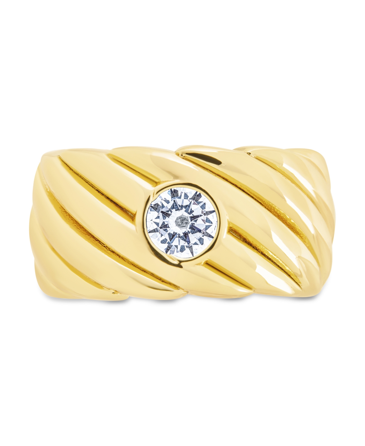 Sterling Forever Blythe Woven Cubic Zirconia Ring In Gold