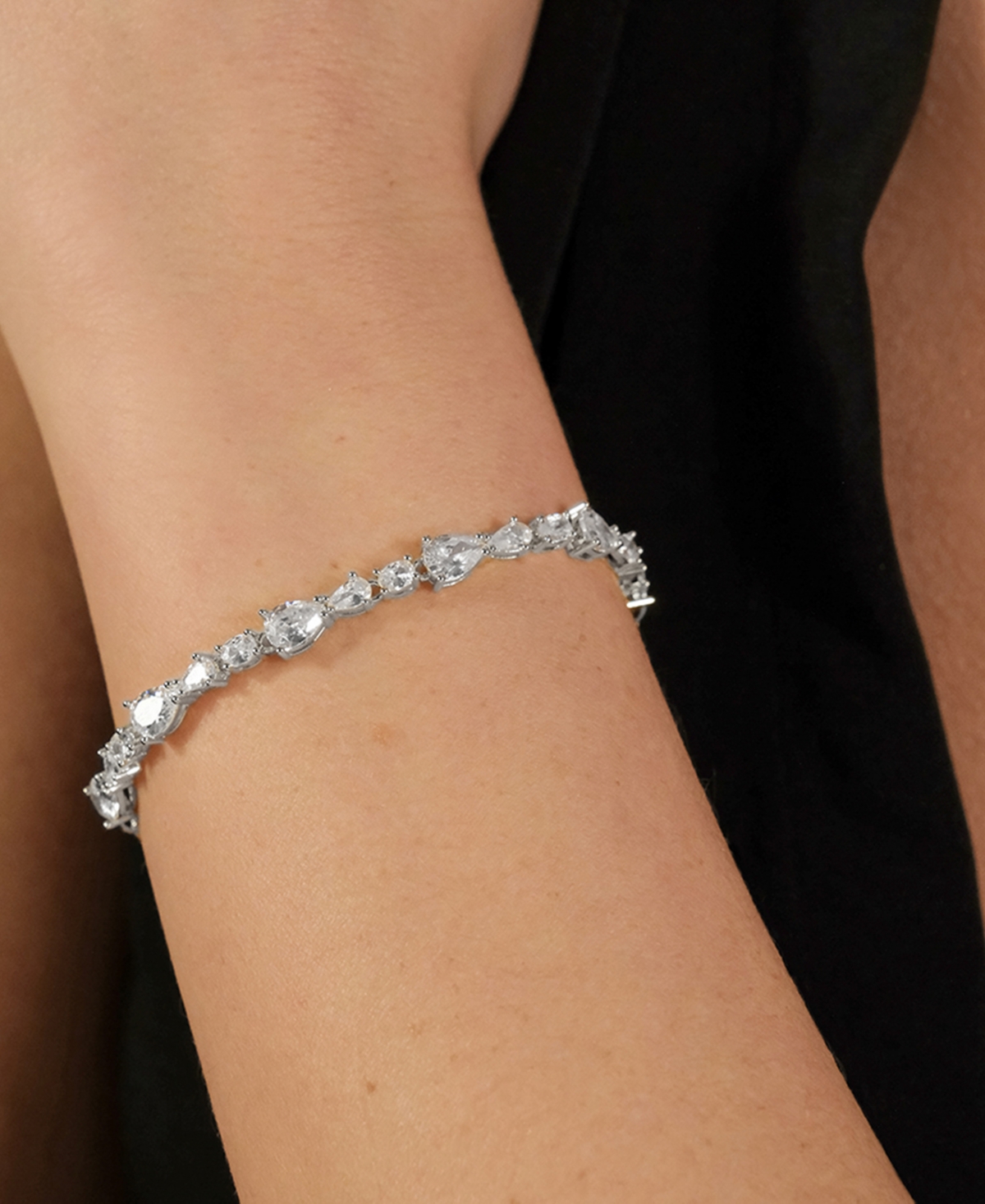 Sterling Forever Sterling Silver Wyatt Cubic Zirconia Tennis Bracelet In Silver