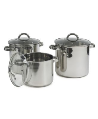 Stainless Steel 3-Pc. Stock Pot Set