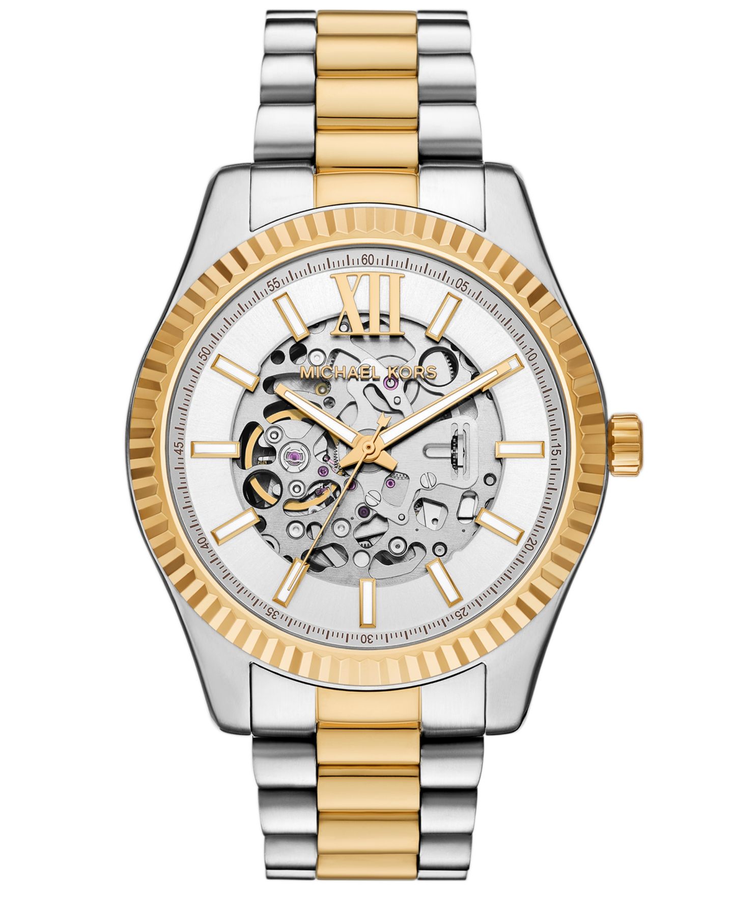 Наручные часы Michael Kors Lexington Automatic из нержавеющей стали, двухцветные, 45 мм — фото 1