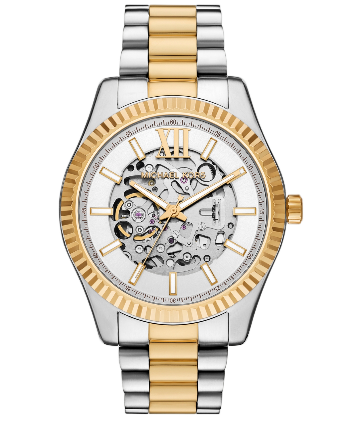 Michael Kors Men's Lexington Automatic Two-tone Stainless Steel Watch, 45mm In Multi