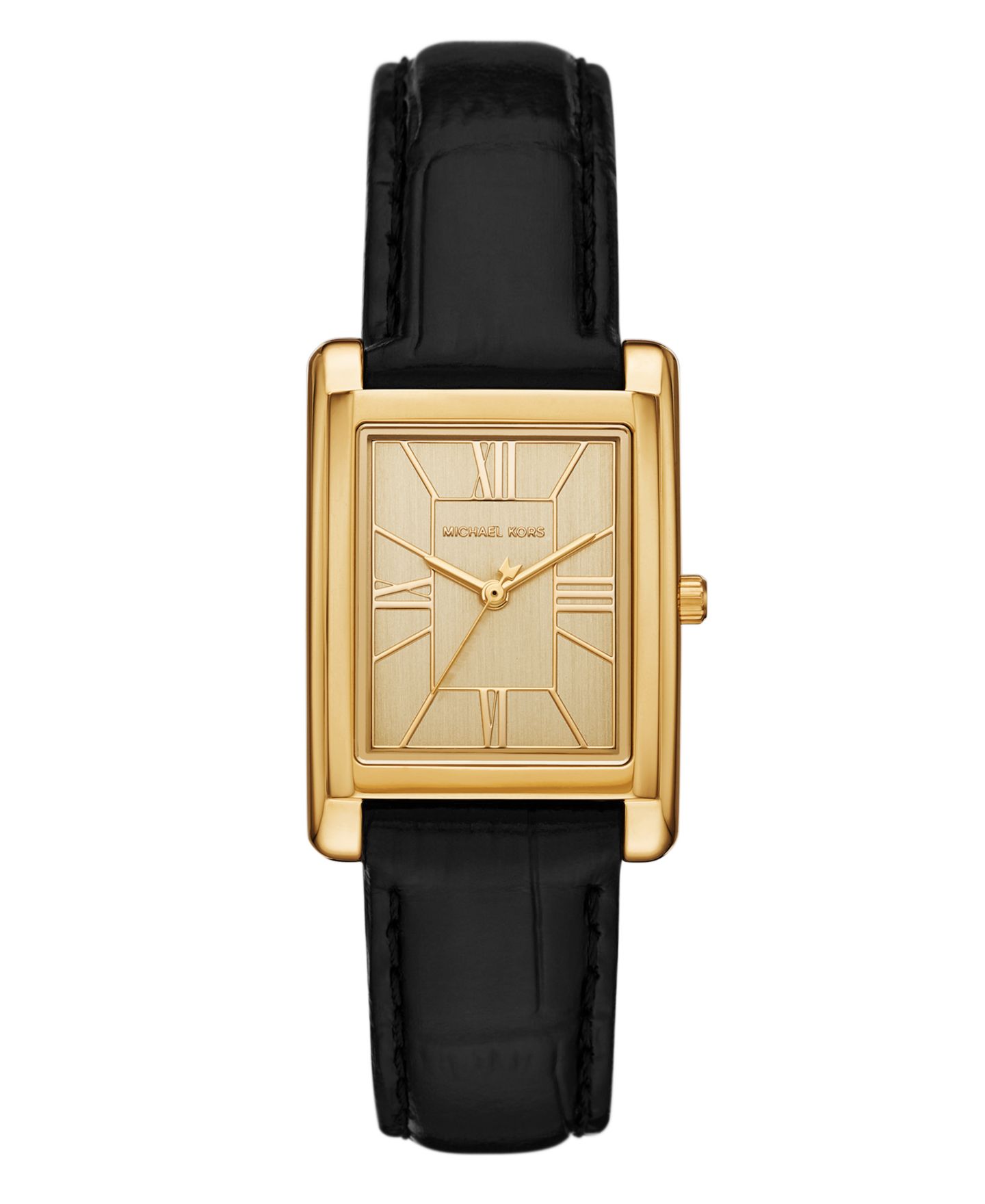 Женские часы Michael Kors Essex Three-Hand Black Leather Watch, 26x36mm — фото 1