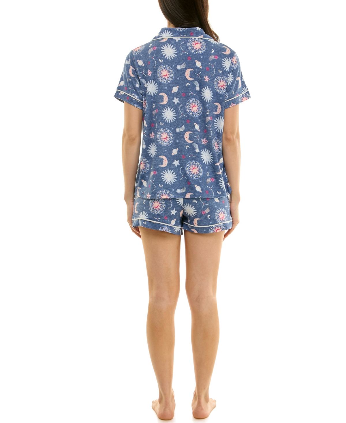 Derek Heart Women's Printed Top And Shorts Set In Blue