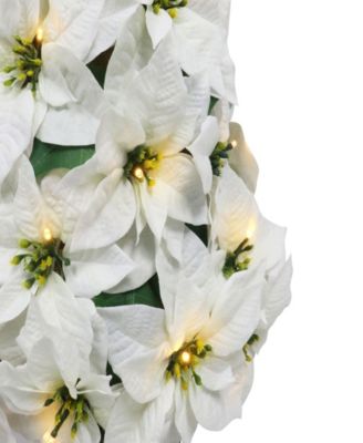Puleo 36" Pre-Lit Artificial Potted White Poinsettias