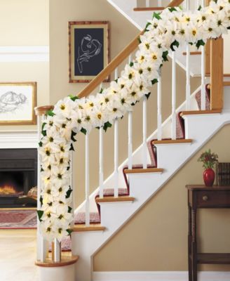 Puleo 12" Pre-Lit Artificial Poinsettia Garland