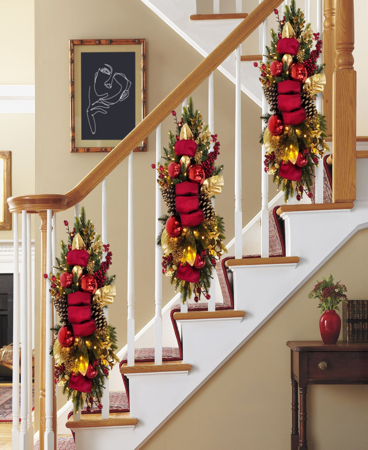Puleo 28" Pre-lit Adorned Banister Swag In Multi