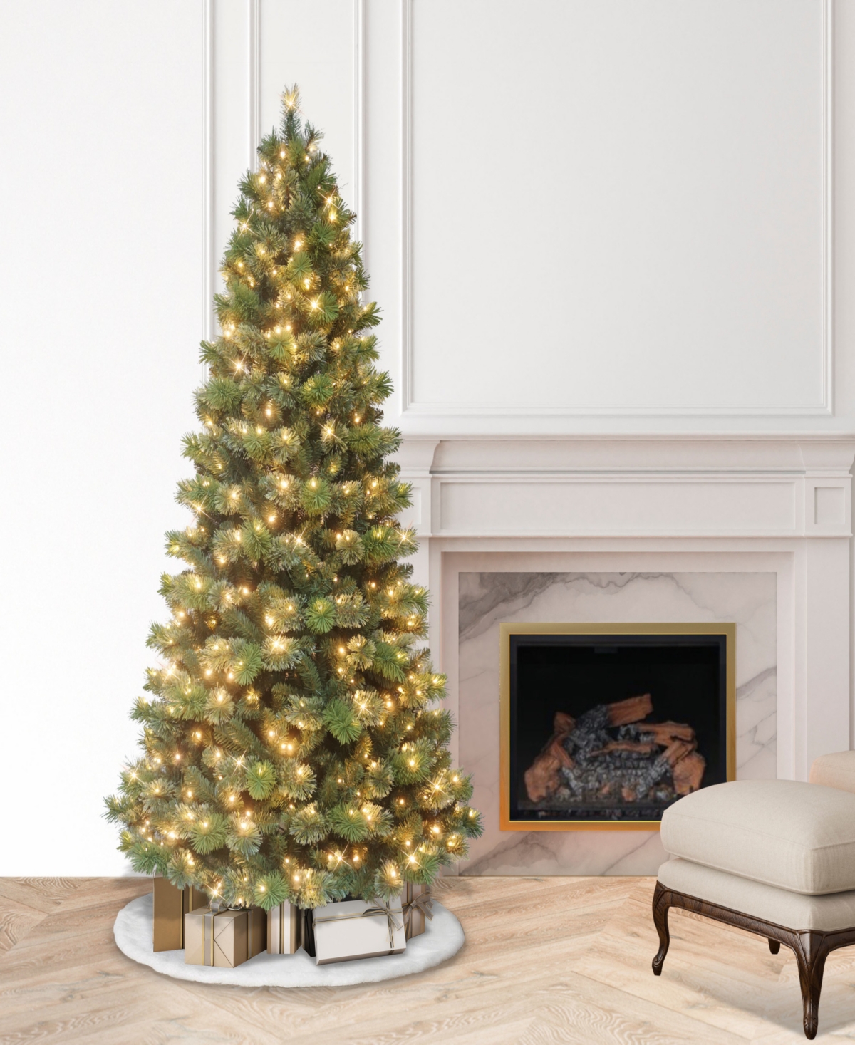 Puleo 6.5' Pre-lit Artificial Oklahoma Pine Tree In Green