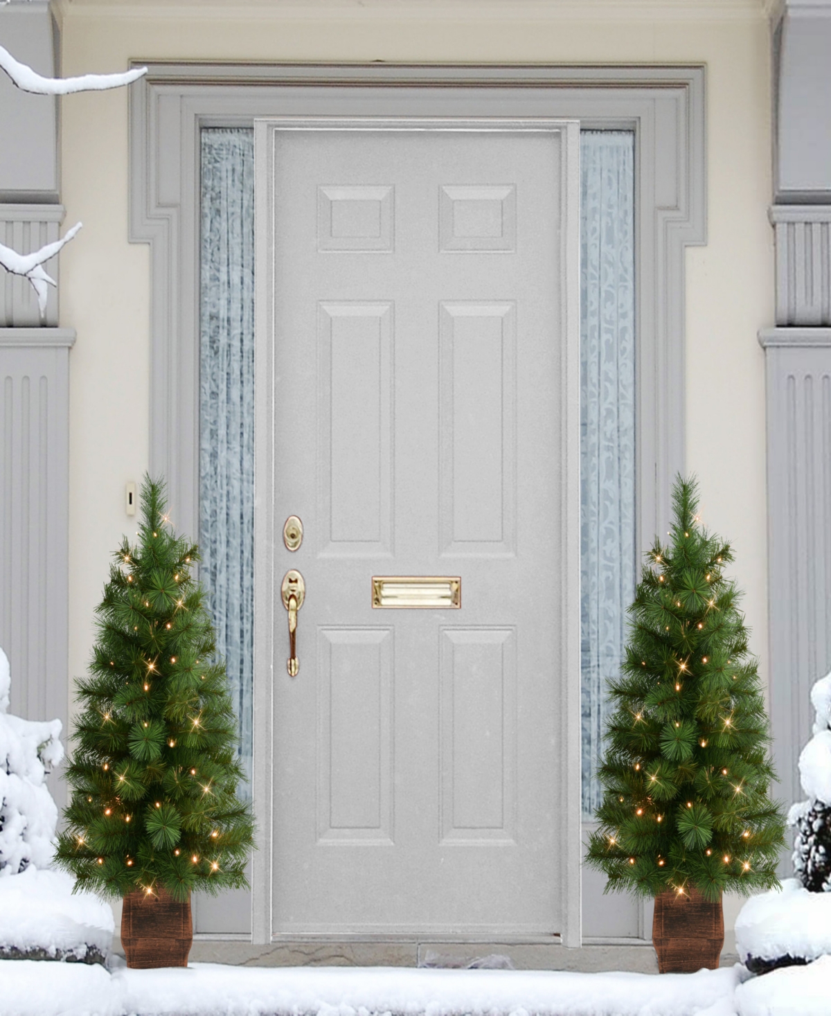 Puleo International Puleo 3.5' Artificial Pre-lit Potted Wyoming Pine Tree In Green