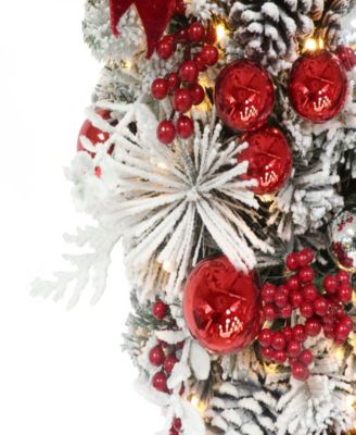 Puleo 28" Pre-Lit Adorned Flocked Artificial Banister Swag