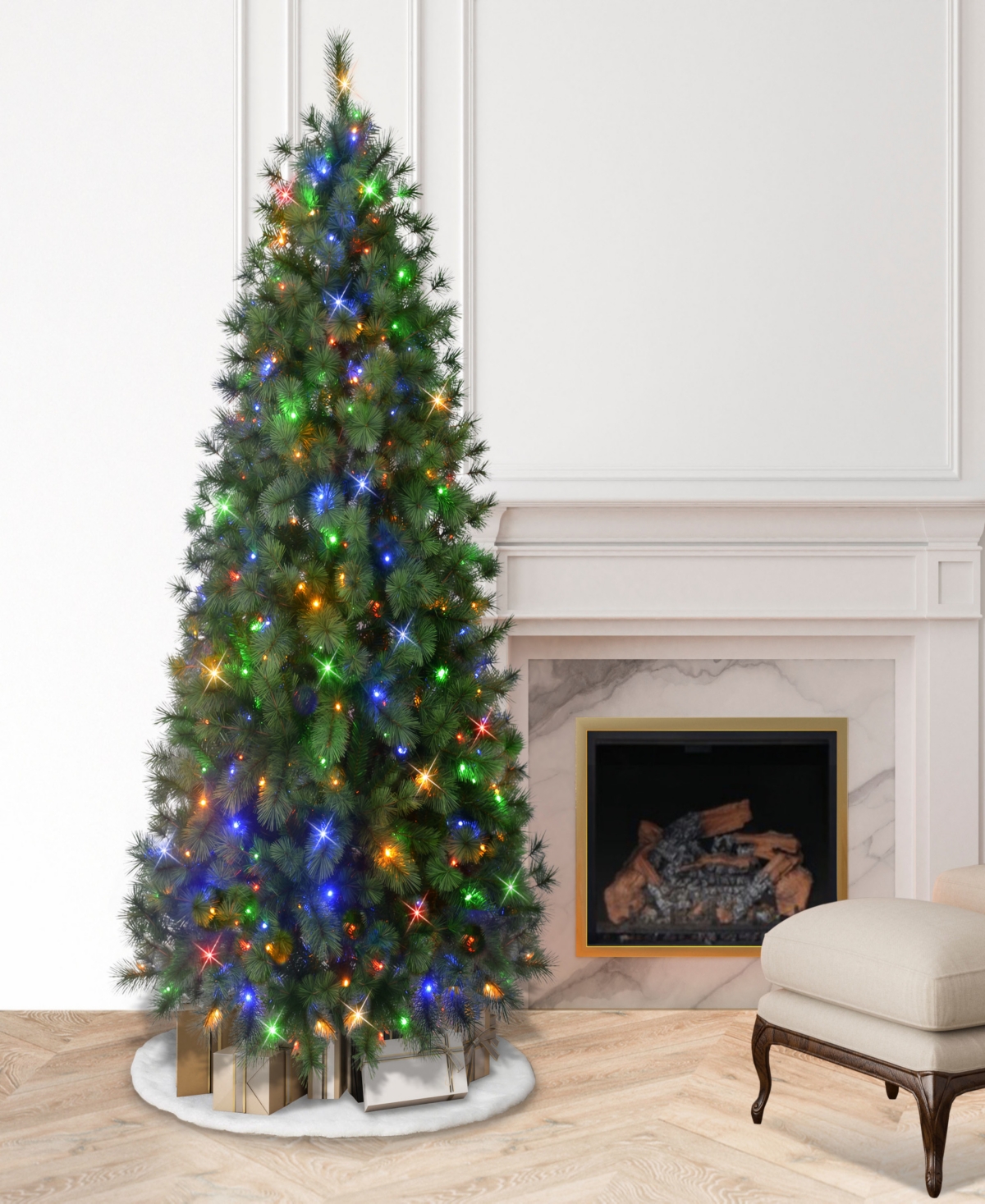 Puleo 7.5' Pre-lit Artificial Colorado Pine Christmas Tree With Dual Function Led Lights In Green