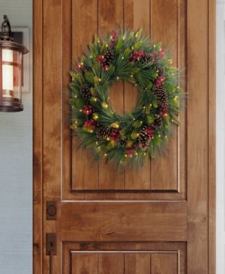 Puleo 26" Pre-Lit Artificial Adorned Christmas Wreath