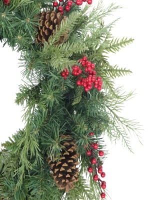 Puleo 24" Pre-Lit Adorned Battery-Operated Wreath