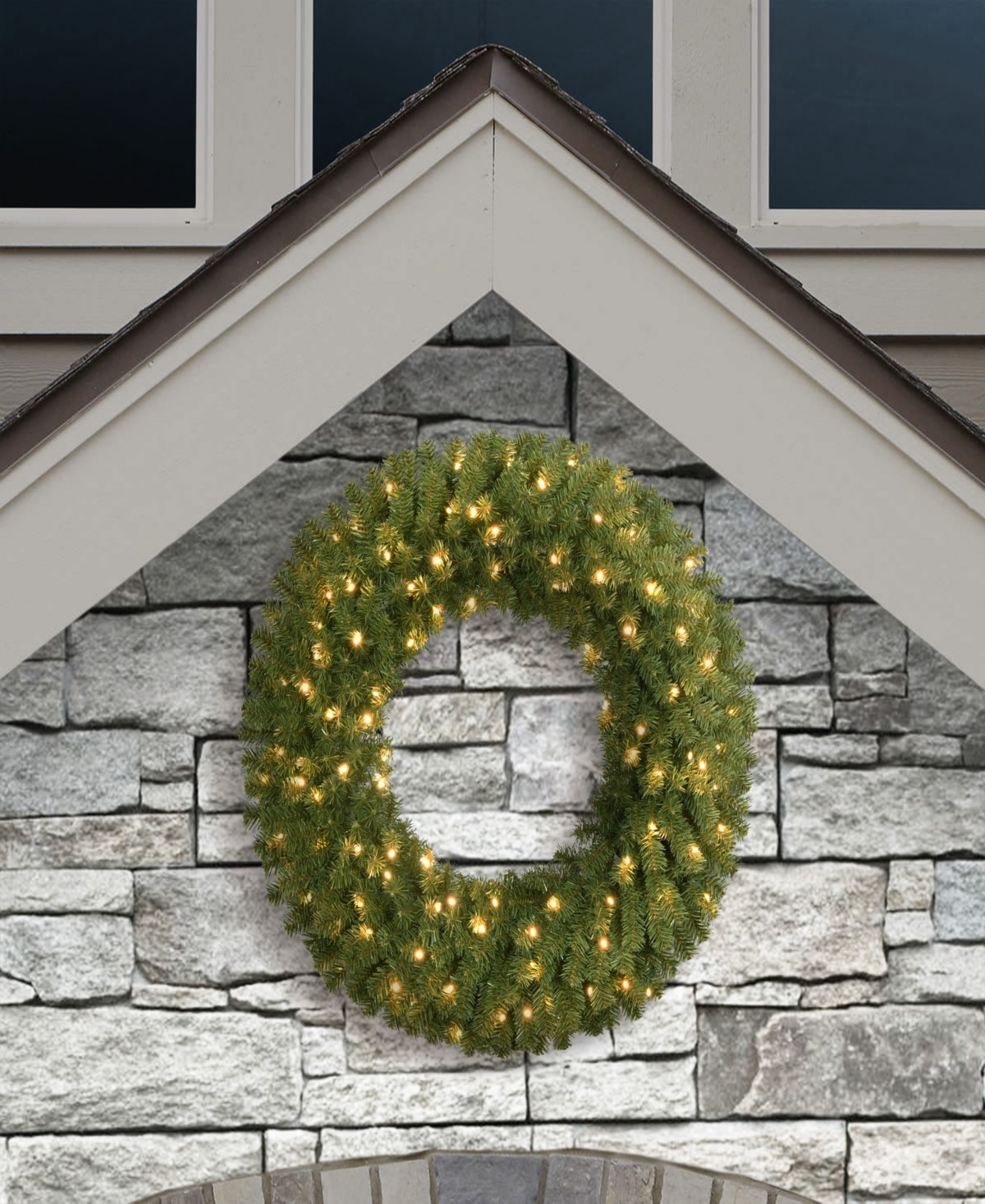 Puleo 36" Pre-lit Artificial Utah Spruce Wreath With Warm White Led Lights In Green