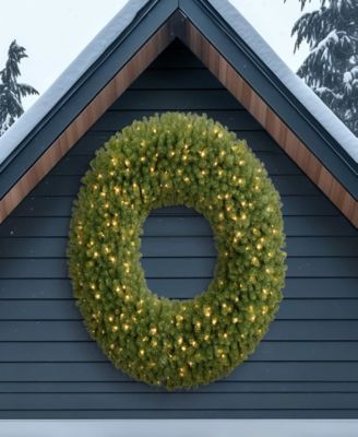 Puleo 60" Pre-Lit Artificial Utah Spruce Wreath with Warm White LED Lights
